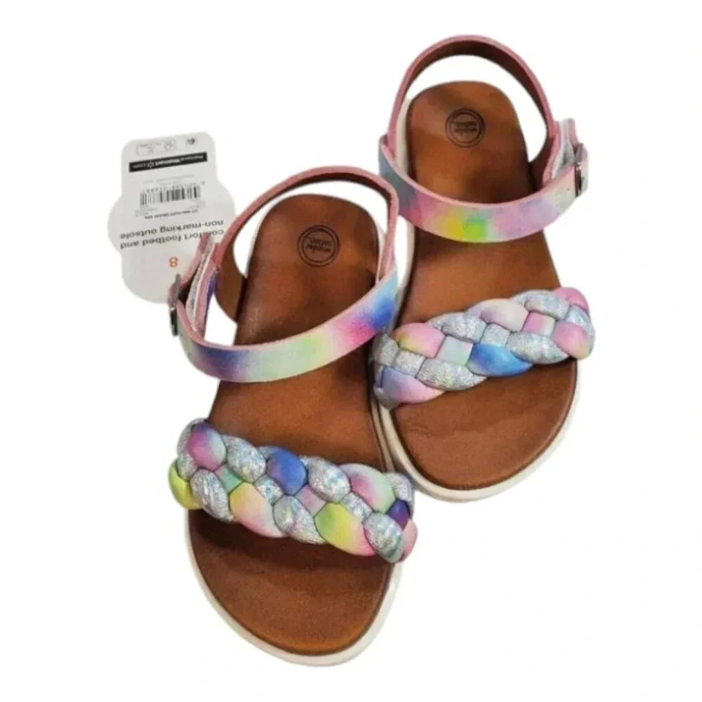 Braided Sparkle Sandals. Toddler Girls Summer Shoes.